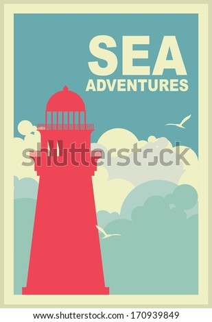 lighthouse on sky background in pastel tones