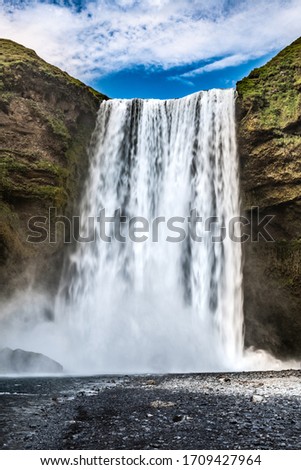 Spectacular Skogafoss Waterfall in southern Iceland during a summer day