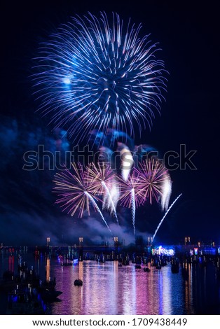 Fireworks display at the Bay city fireworks Festival. Royalty-Free Stock Photo #1709438449