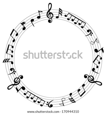 vector musical notes located in circles