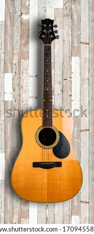 Wooden guitar, electric sound technology, musical instruments, technology separated from the clip, wood flooring background