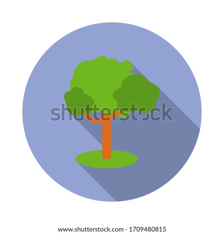deciduous tree colored illustration long shadow icon. Simple color vector of Camping icons for ui and ux, website or mobile application