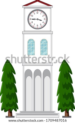 Clock tower on white background illustration