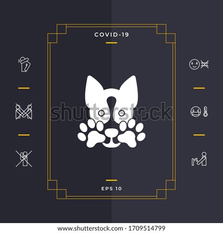 Cute Dog, paw - logo, symbol, protect sign