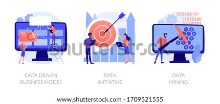 Machine learning and database systems. Computer science, code analysis. Data driven business model, data initiative, data mining metaphors. Vector isolated concept metaphor illustrations Royalty-Free Stock Photo #1709521555