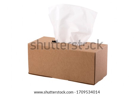 Tissue paper in paper container isolated on white Royalty-Free Stock Photo #1709534014