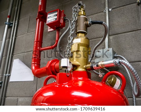 FM-200 Suppression Systems, FM200 Gas Flooding System in Data Center Room Royalty-Free Stock Photo #1709639416