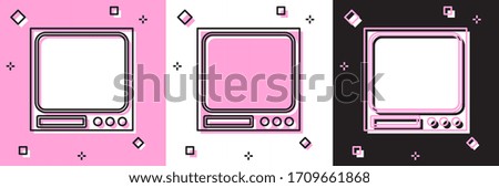 Set Electronic scales icon isolated on pink and white, black background. Weight measure equipment. Vector Illustration