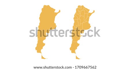 Vector set yellow of map Argentina