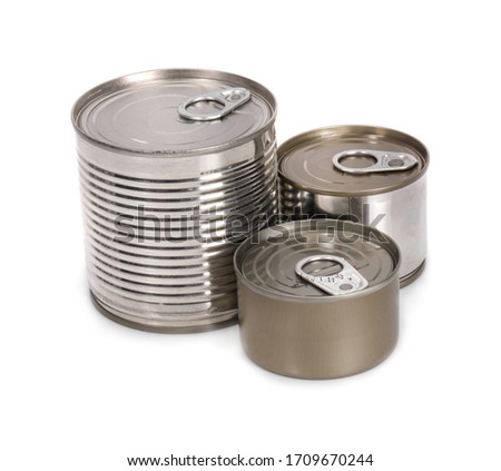 Canned food isolated on white background