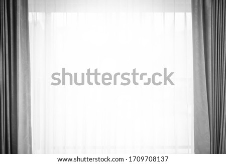 White curtains with sunlight on a white background, hope concept