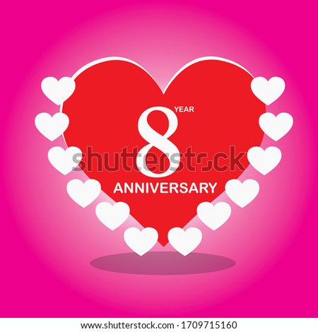 8 year anniversary, vector design with love for celebrations, invitation cards and greeting cards