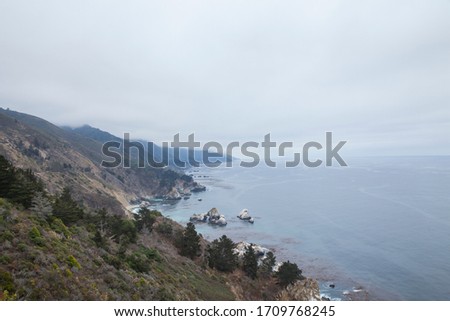 Big Sur cliff on cloudy day