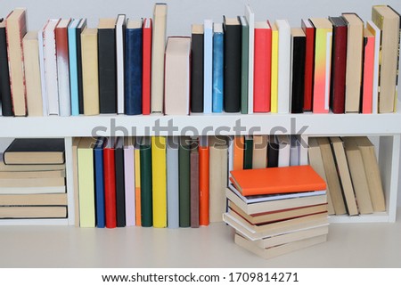 Books on the shelf in library