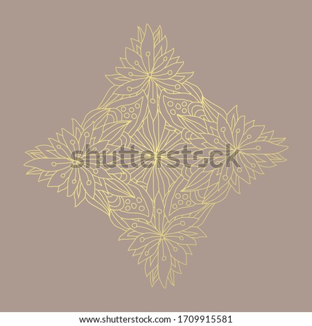 Decorative hand drawn golden mandala, design element. Can be used for cards, invitations, banners, posters, print design. Mandala background