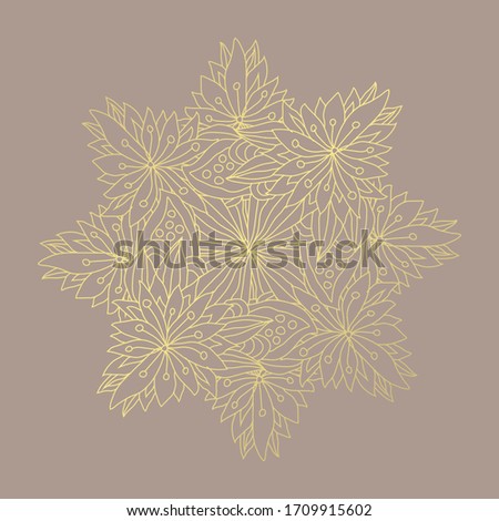 Decorative hand drawn golden mandala, design element. Can be used for cards, invitations, banners, posters, print design. Mandala background