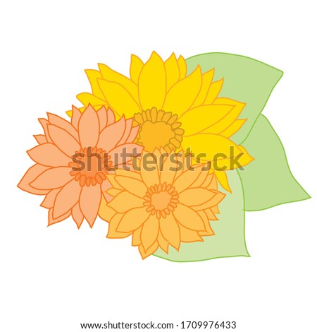 Decorative abstract  sunflowers, design elements. Can be used for cards, invitations, banners, posters, print design. Floral background in line art style
