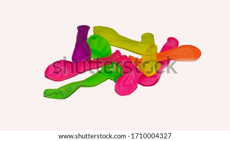Colorful balloons isolated on white background.Colorful balloons without air.