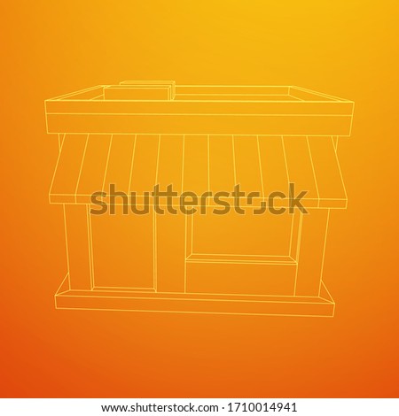 Shop market stores. Small business concept. Wire-frame low poly mesh vector illustration.