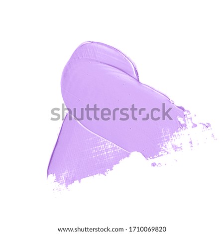 Subtle violet paint smudge isolated on white background