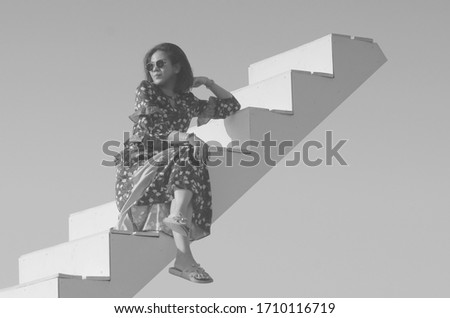 Thailand lady on air step.fashion photo