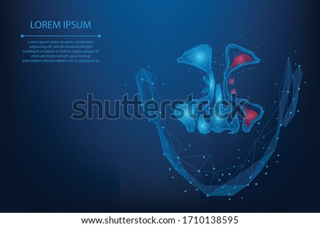 Abstract mesh line and point Sinusitis. Low poly Healthy and inflammation nasal sinus. Polygonal vector illustration Royalty-Free Stock Photo #1710138595