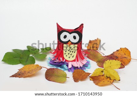 kids crafts paper roll owl and leaves