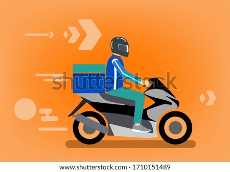 Motorcycle service Food delivery, Flat editable vector illustration, clip art