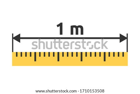 Yellow ruler with 1 m dimension line. Social distancing, coronavirus, covid-19 pandemic, measurement, school, drawing and construction concept. EPS 8 vector illustration, no transparency, no gradients Royalty-Free Stock Photo #1710153508