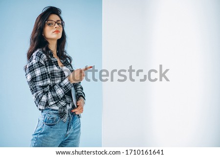 Young woman student with laptop at the office