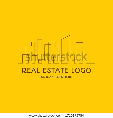 Modern real estate Building inspirational logo designs with line designs simple continuous line vector illustration