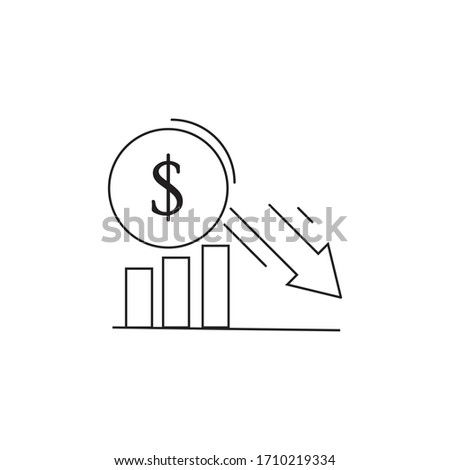 Illustration Vector: Bar Chart with Coin Drop Arrow