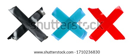insulation tape as x mark in three colors, design element