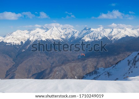 Beautiful amazing day.  Mountains in north country Russia Caucasus. Winter sunny landscape. 