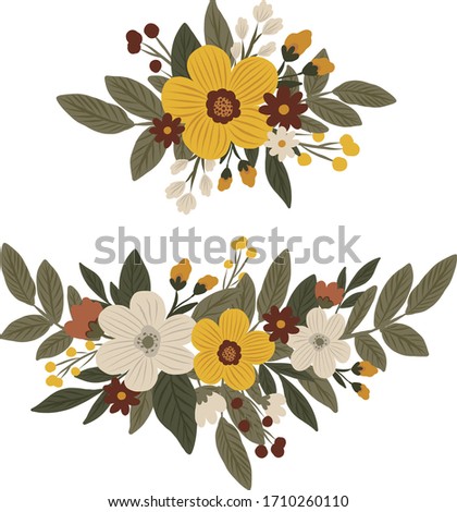 Vector loral elements flower arrangements botanical clip art bouquet flowers and leaves floral composition 
