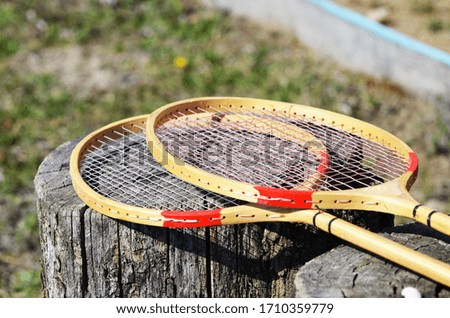 Close-up badminton rackets, sport ,photo 