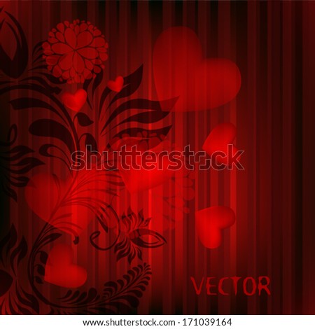 Floral abstraction with hearts. Happy Valentine's Day. Vector