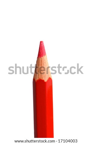 Red pencil in vertical on a white background