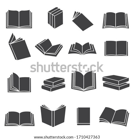 Book icons set, isolated on white background, vector illustration.
