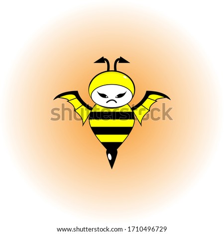 vector illustration of bee with devil's wings