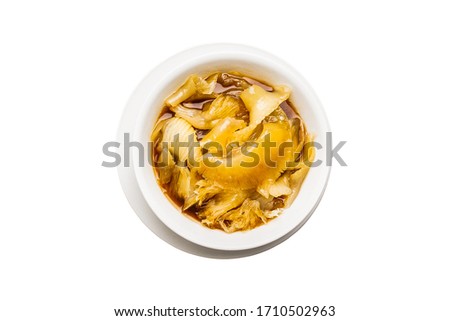 Braised Superior Shark Fin Soup isolated on white background