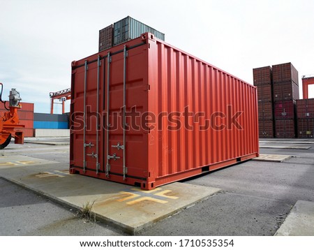 Large number of metal shipping containers Royalty-Free Stock Photo #1710535354