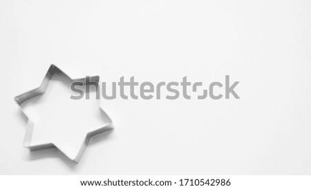 White background, baking, cookie making with a star cutter and copying area