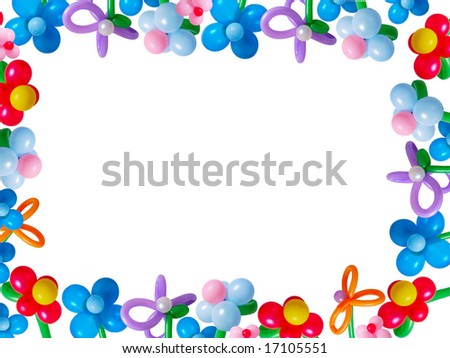 frame of balloons  isolated on white