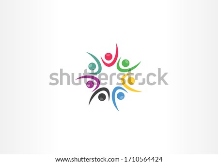 Colorful unity vector symbol logo design concept. Simple human vector logo 