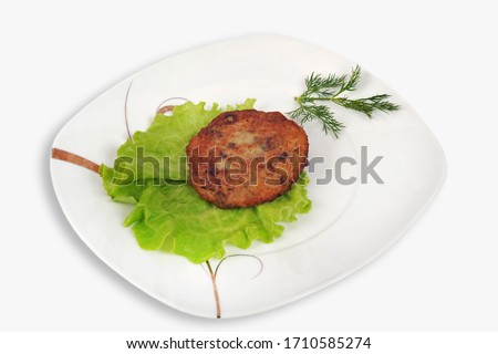 Grilled beef cutlet for burger isolated on white background