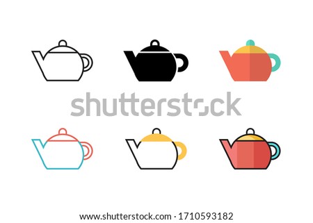 tea pot icon vector illustration with different style design. isolated on white background