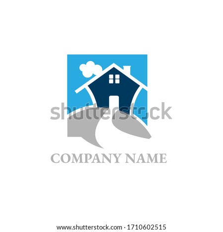 Vector logo design template of forest and house that made from a simple scratch. Building vector silhouette. Vector logo illustration