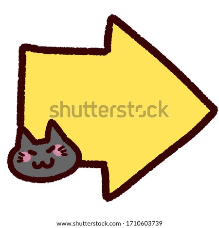 right arrow, yellow, black cat
