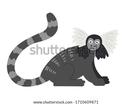 Flat cartoon vector icon of marmoset. Vector illustration isolated on white background for web and design